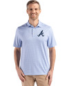Atlanta Braves Cutter & Buck Pike Eco Diamond Dot Print Recycled Mens Polo Tour Blue Front Thumbnail Image