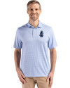 Chicago Cubs Cooperstown Cutter & Buck Pike Eco Diamond Dot Print Recycled Mens Polo Tour Blue Front Thumbnail Image