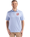 New York Yankees Cooperstown Cutter & Buck Pike Eco Diamond Dot Print Recycled Mens Polo Tour Blue Front Thumbnail Image