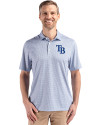 Tampa Bay Rays Cutter & Buck Pike Eco Diamond Dot Print Recycled Mens Polo Navy Blue Front Thumbnail Image