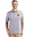Athletics Cutter & Buck Pike Eco Diamond Dot Print Recycled Mens Polo Black Front Thumbnail Image