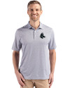 Boston Red Sox Mono Cutter & Buck Pike Eco Diamond Dot Print Recycled Mens Polo Black Front Thumbnail Image