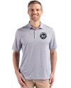 New York Mets Mono Cutter & Buck Pike Eco Diamond Dot Print Recycled Mens Polo Black Front Thumbnail Image