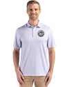 New York Mets Mono Cutter & Buck Pike Eco Diamond Dot Print Recycled Mens Polo Hyacinth Front Thumbnail Image