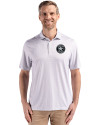Houston Astro Mono Cutter & Buck Pike Eco Diamond Dot Print Recycled Mens Polo Polished Medium Gray Front Thumbnail Image