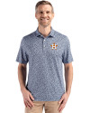 View image 1: Houston Astros Cutter & Buck Pike Recycled Flora Print Mens Big & Tall Polo Navy Blue Front