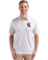 Los Angeles Angels Cooperstown Cutter & Buck Pike Eco Flora Print Recycled Mens Big & Tall Polo Polished Medium Gray Front Thumbnail Image