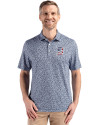 Detroit Tigers Stars & Stripes Cutter & Buck Pike Eco Flora Print Recycled Mens Big & Tall Polo Navy Blue Front Thumbnail Image