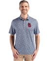 St. Louis Cardinals Cutter & Buck Pike Eco Flora Print Recycled Mens Big & Tall Polo Navy Blue Front Thumbnail Image