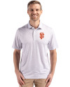 San Francisco Giants Cutter & Buck Pike Eco Flora Print Recycled Mens Polo Polished Medium Gray Front Thumbnail Image