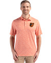 Baltimore Orioles Cutter & Buck Pike Eco Flora Print Recycled Mens Polo College Orange Front Thumbnail Image