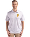 Pittsburgh Pirates Cutter & Buck Pike Eco Flora Print Recycled Mens Polo Polished Medium Gray Front Thumbnail Image