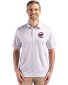 Chicago Cubs Cutter & Buck Pike Eco Flora Print Recycled Mens Polo Polished Medium Gray Front Thumbnail Image