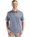 Los Angeles Dodgers Cooperstown Cutter & Buck Pike Eco Flora Print Recycled Mens Polo Navy Blue Front Thumbnail Image