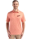 Detroit Tigers Cooperstown Cutter & Buck Pike Eco Flora Print Recycled Mens Polo College Orange Front Thumbnail Image