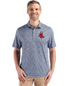 Boston Red Sox Cooperstown Cutter & Buck Pike Eco Flora Print Recycled Mens Polo Navy Blue Front Thumbnail Image