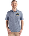 Milwaukee Brewers Cutter & Buck Pike Eco Flora Print Recycled Mens Polo Navy Blue Front Thumbnail Image