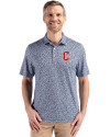 Cleveland Guardians - Cutter & Buck Pike Eco Flora Print Recycled Mens Polo Navy Blue Front Thumbnail Image