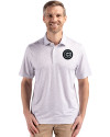 Chicago Cubs Mono Cutter & Buck Pike Eco Flora Print Recycled Mens Polo Polished Medium Gray Front Thumbnail Image