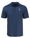 Minnesota Twins Cutter & Buck Pike Eco Shadow Check Print Recycled Mens Polo Navy Blue Mannequin Thumbnail Image