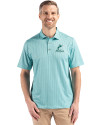 Miami Marlins Mono Cutter & Buck Pike Eco Shadow Check Print Recycled Mens Polo Fresh Mint Front Thumbnail Image