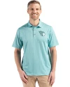 View image 4: Cleveland Guardians Monochromatic Cutter & Buck Pike Recycled Shadow Check Print Mens Polo Fresh Mint Front