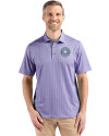 Houston Astro Mono Cutter & Buck Pike Eco Shadow Check Print Recycled Mens Polo Hyacinth Front Thumbnail Image