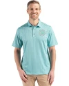Chicago Cubs Mono Cutter & Buck Pike Eco Shadow Check Print Recycled Mens Polo Fresh Mint Front Thumbnail Image