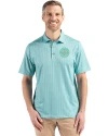 View image 4: Seattle Mariners Monochromatic Cutter & Buck Pike Recycled Shadow Check Print Mens Polo Fresh Mint Front