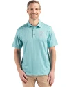 San Diego Padres Mono Cutter & Buck Pike Eco Shadow Check Print Recycled Mens Polo Fresh Mint Front Thumbnail Image
