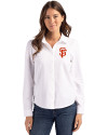 San Francisco Giants Cutter & Buck Advantage Tri-Blend Eco Soft Pique Long Sleeve Knitted Womens Button Up White Front Thumbnail Image