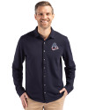 Baltimore Orioles Stars & Stripes Cutter & Buck Advantage Tri-Blend Eco Soft Pique Long Sleeve Knitted Mens Button Up Liberty Navy Front Thumbnail Image