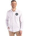 Seattle Mariners Mono Cutter & Buck Advantage Tri-Blend Eco Soft Pique Long Sleeve Knitted Mens Button Up White Front Thumbnail Image
