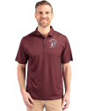 Mississippi State Bulldogs Vintage Cutter & Buck Pike Eco Tonal Geo Print Stretch Recycled Mens Polo Bordeaux Front Thumbnail Image