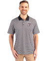 Mississippi State Bulldogs Vintage Cutter & Buck Forge Tonal Stripe Stretch Mens Big and Tall Polo Black Front Thumbnail Image
