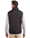 Mississippi State Bulldogs Vintage Cutter & Buck Rainier PrimaLoft® Mens Eco Insulated Full Zip Puffer Vest Black Back Thumbnail Image