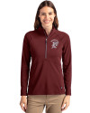 Mississippi State Bulldogs Vintage Cutter & Buck Adapt Eco Knit Stretch Recycled Womens Half Zip Pullover Bordeaux Front Thumbnail Image