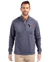Houston Texans - Cutter & Buck Adapt Eco Knit Heather Mens Big & Tall Quarter Zip Pullover Navy Blue Heather Front Thumbnail Image