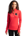 Houston Texans NFL Helmet Cutter & Buck Traverse Stretch Eco Quarter Zip Womens Pullover Red Front Thumbnail Image