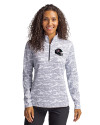 Houston Texans NFL Helmet Cutter & Buck Traverse Stretch Eco Camo Print Quarter Zip Womens Pullover Charcoal Front Thumbnail Image