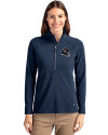 Houston Texans NFL Helmet Cutter & Buck Adapt Eco Knit Stretch Recycled Womens Half Zip Pullover Navy Blue Front Thumbnail Image
