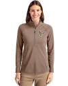 Houston Texans Mono - Cutter & Buck Adapt Eco Knit Stretch Recycled Womens Half Zip Pullover Mushroom Front Thumbnail Image