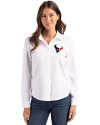 Houston Texans - Cutter & Buck Advantage Tri-Blend Eco Soft Pique Long Sleeve Knitted Womens Button Up White Front Thumbnail Image