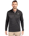 Houston Texans Monochromatic Cutter & Buck Traverse Recycled Smooth Stretch Mens Stripe Quarter Zip Pullover Black Front Thumbnail Image
