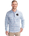Houston Texans NFL Helmet Cutter & Buck Traverse Stretch Eco Camo Print Quarter Zip Mens Pullover Indigo Front Thumbnail Image