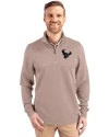 Houston Texans Mono - Cutter & Buck Traverse Stretch Eco Quarter Zip Mens Pullover Mushroom Front Thumbnail Image