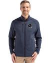 Houston Texans NFL Helmet Cutter & Buck Peshastin Fleece Recycled Mens Full Zip Jacket Navy Blue Heather Front Thumbnail Image