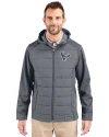 Houston Texans Mono - Cutter & Buck Evoke Hybrid Eco Softshell Recycled Full Zip Mens Big & Tall Hooded Jacket Elemental Grey Front Thumbnail Image