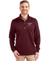 Virginia Tech Hokies Cutter & Buck Traverse Stretch Eco Quarter Zip Mens Pullover Bordeaux Front Thumbnail Image