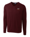 Virginia Tech Hokies Cutter & Buck Lakemont Tri-Blend Mens V-Neck Pullover Sweater Bordeaux Mannequin Thumbnail Image